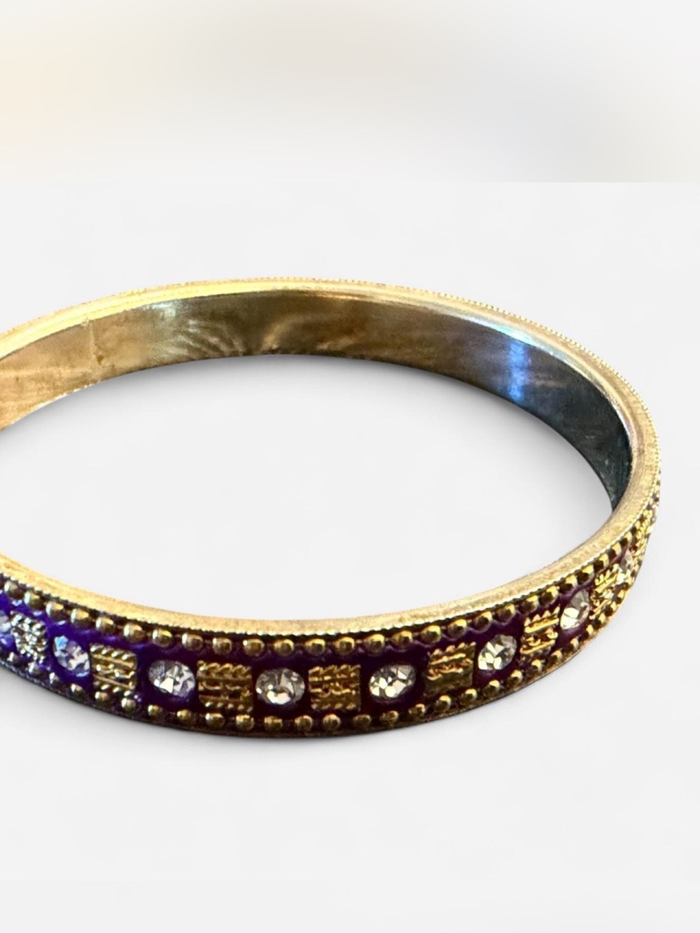 Gold and Purple Crystal Bangle Bracelet